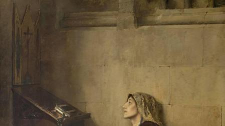 Doña Blanca de Navarra, un óleo de José Moreno Carbonero del Museo del Prado, aunque no está expuesto. Moreno Carbonero pintó un famoso cuadro del Príncipe de Viana.