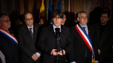 Torra, Puigdemont y el alcalde de Perpiñán.
