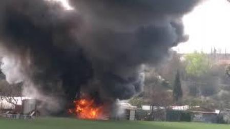 Vídeo del incendio de casetas de huerta en Olaz