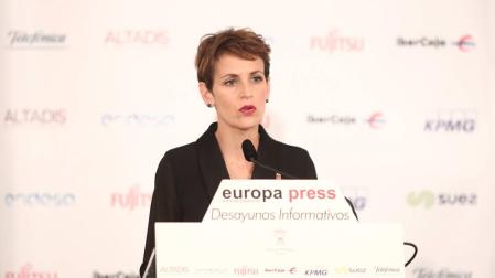 La presidenta del Gobierno de Navarra, María Chivite, interviene en el desayuno Informativo de Europa Press en Madrid