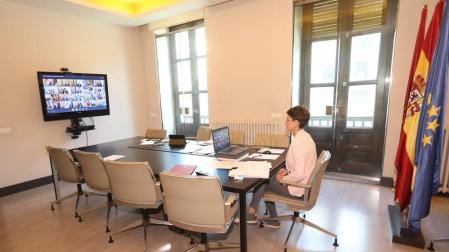 La presidenta Chivite ha participado en la videoconferencia de presidentes con Sánchez