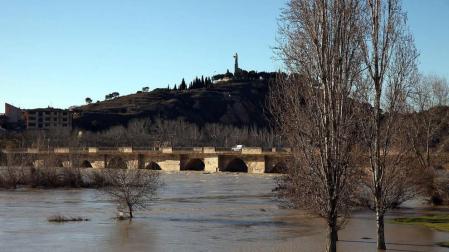 Imagen del río Ebro a su paso ayer por Tudela.