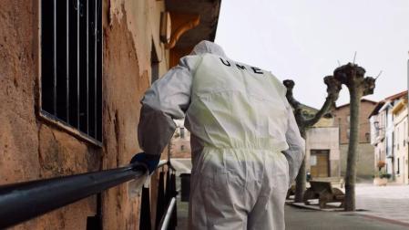 La UME continúa este sábado con las labores de desinfección de edificios en Navarra