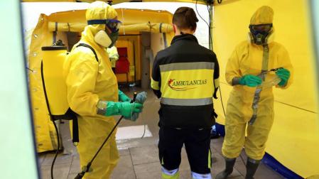 Túnel de desinfección en la zona de Urgencias del Hospital de Navarra (CHN)