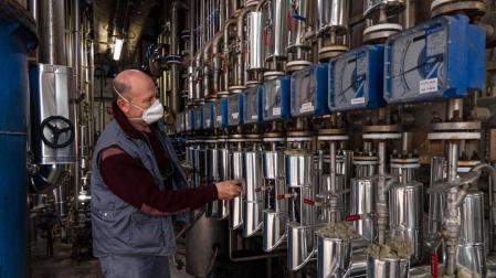 Los residuos que dejó la vendimia en Estella, para alcohol sanitario