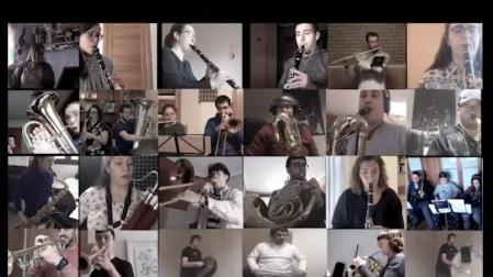 Fotograma de uno de los montajes de vídeo que ha realizado la Unión Musical Estellesa.