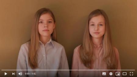Fragmento del vídeo de agradecimiento de las infantas Leonor y Sofía.