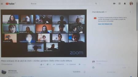 Imagen del pleno celebrado este jueves de forma telemática que se pudo seguir en director por YouTube.