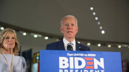 El exvicepresidente de Estados Unidos Joe Biden en un mitin de las primarias demócratas