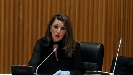 La ministra de Trabajo y Economía Social, Yolanda Díaz, en la comisión de Trabajo del Congreso