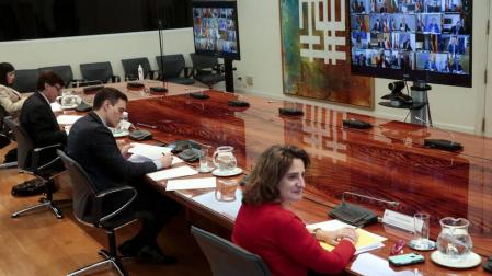 El presidente del Gobierno, Pedro Sánchez, mantiene una videoconferencia con los presidentes autonómicos