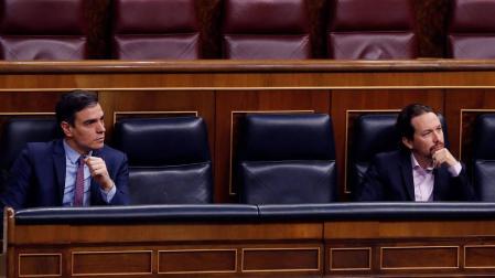 Sánchez e Igleisias, en el Congreso de los Diputados.