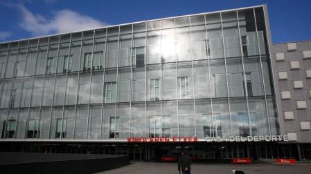 La entrada a las instalaciones de la Casa del Deporte en el pabellón Navarra Arena, donde se instalaron hace algo más de un año.