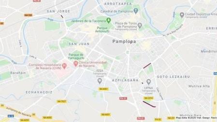 Estos son los cortes de tráfico de este martes en Pamplona
