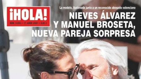 Portada de la revista ¡Hola! en la que se ve en actitud acaramelada a Nieves Álvarez y Manuel Broseta