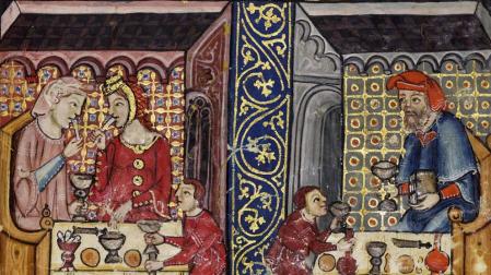 Imagen de la Ilustración de la hagadá Rylands (Cataluña, s. XIV). Biblioteca de la Universidad de Mánchester