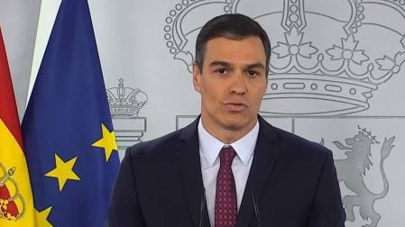 Pedro Sánchez, durante su declaración institucional.
