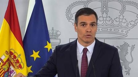 Pedro Sánchez, durante su mensaje a la nación.