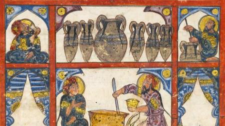 Imagen de una ilustración de un manuscrito árabe del siglo XIII, en Metropolitan de Nueva York. r. c.