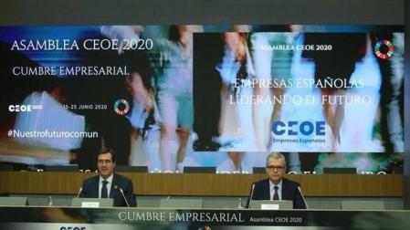 El presidente de CEOE, Antonio Garamendi, y el de Inditex, Pablo Isla.