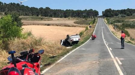 Estado en el que quedó el coche accidentado en Peralta