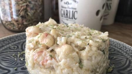Imagen del arroz basmati con gambones y verduras con leche de coco