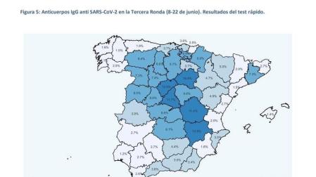 Mapa de la tercera ola del estudio de prevalencia del Covid en España.