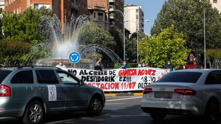 Protesta de los trabajadores de Gamesa en el centro de Pamplona.