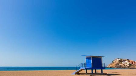 Vista general de la playa de Bolnuevo (Murcia)