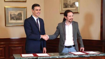 Sánchez e Iglesias firman un preacuerdo para un Gobierno de coalición