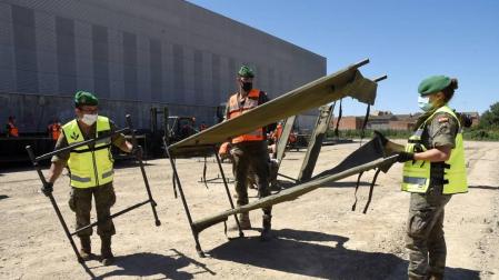 Efectivos militares en la localidad de Albalate de Cinca, situada en una de las comarcas de la provincia de Huesca limítrofes con Lérida.