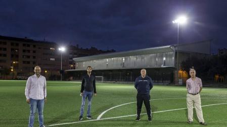 Fotografías de los campos municipales de fútbol de Rochapea y San Jorge tras las obras de mejora y de las visitas realizadas a los mismos.