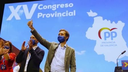 Pablo Casado, en la clausura del XV Congreso del PP de Valencia.