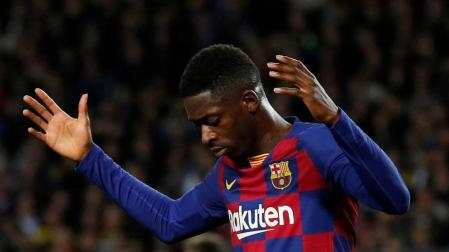 Dembélé, en un partido con el Barcelona.