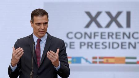 Pedro Sánchez, al inicio de la conferencia de presidentes.