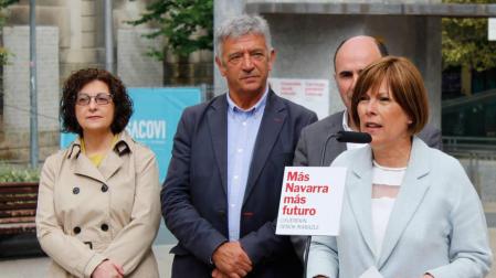 La candidata a la Presidencia de Navarra, Uxue Barkos, en un acto electoral de Geroa Bai