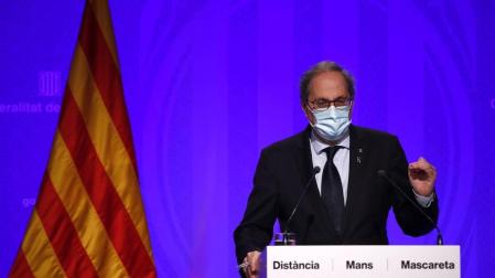 El presidente de la Generalitat, Quim Torra, comparece en rueda de prensa tras la reunión semanal del Govern.
