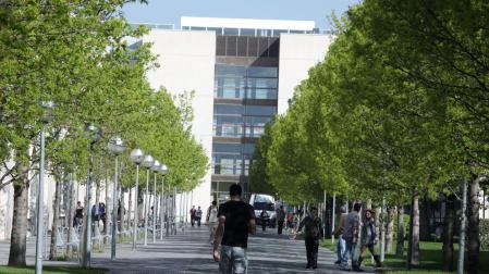 Estudiantes en el campus de la UPNA