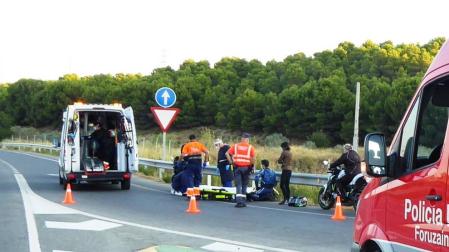 Un motorista resulta herido en Cadreita tras salirse de la vía en la NA-134