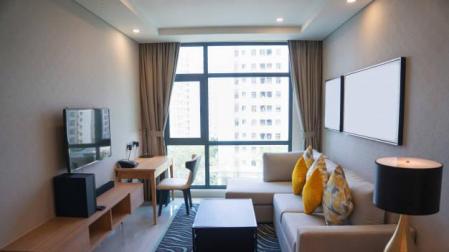 Vista general de la sala de estar de un apartamento