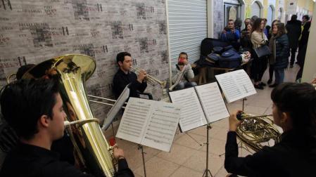 Varios alumnos del Conservatorio de Tudela, en una actuación.