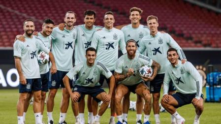 Fotografía de la selección española de fútbol en Stuttgart
