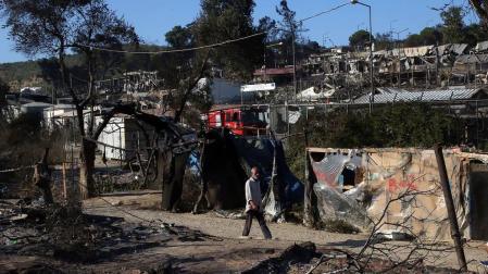 Nuevo incendio en el campo de refugiados de Moria en Lesbos