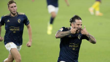 Rubén García celebra el segundo gol de Osasuna.