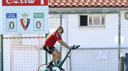 Juan Cruz, entrenando en Tajonar.