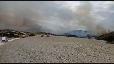 Vídeo del incendio desatado en un pinar de Javerri (Lónguida)