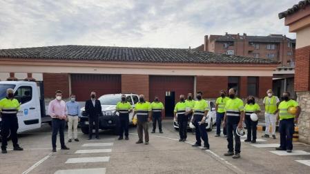 El alcalde de Tudela, Alejandro Toquero, junto al edil de Urbanismo, Zeus Pérez, y el director del área, Eduardo Erro, han visitado las instalaciones de la brigada municipal de obras