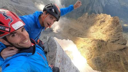 Ekaitz Maiz y Pablo Escudero, tras su  escalada este septiembre.