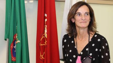 Mertxe López, la primera presidenta de la Sociedad Anaitasuna, este jueves en la sala de juntas del club.