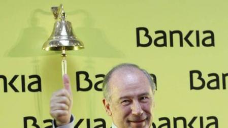 El expresidente de Bankia, Rodrigo Rato, durante la salida a Bolsa de la entidad.